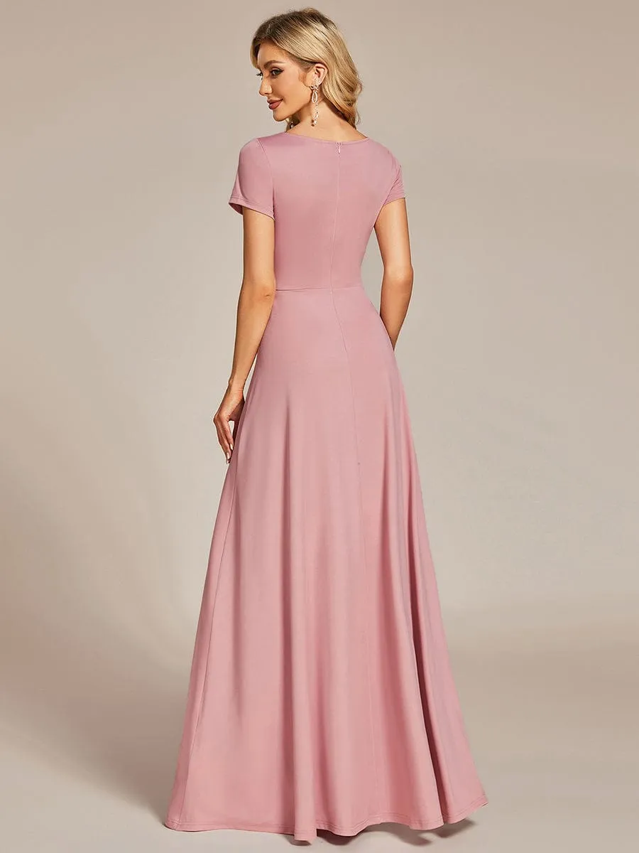 Simple Pleated Empire Waist A-Line Bridesmaid Dress