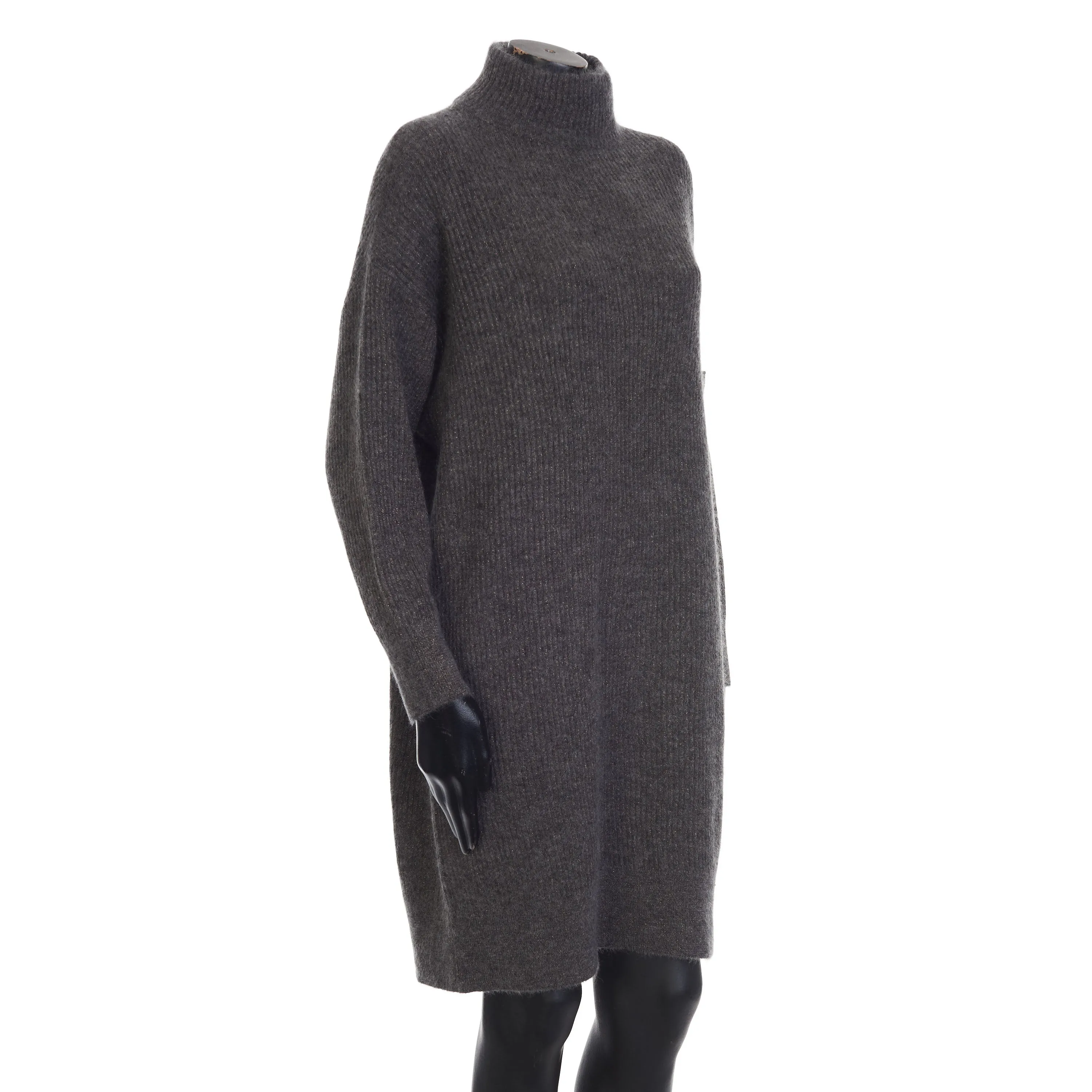 Sparkling Gray Sweater Dress - Monili, Mohair/Metallic Knit