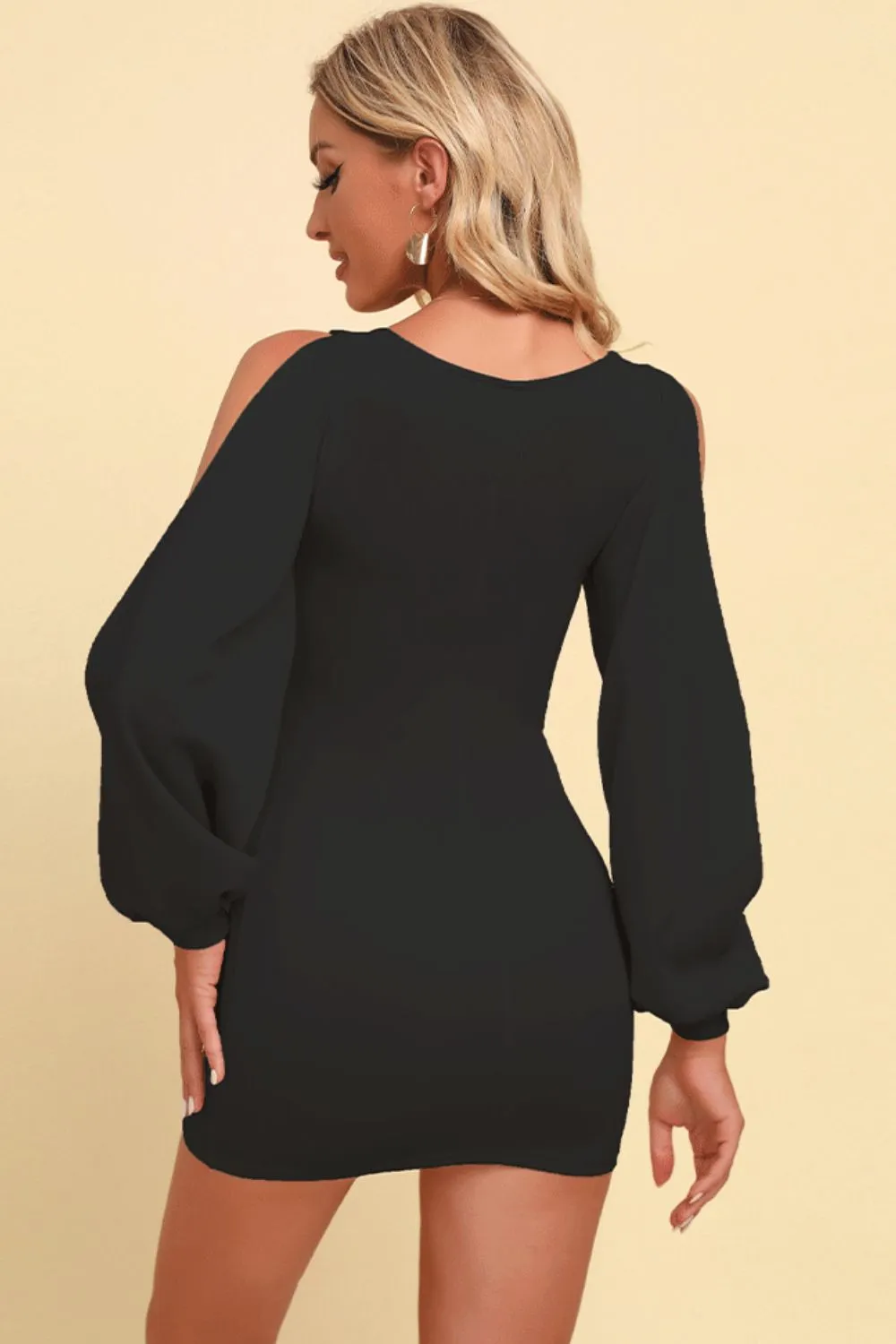 Square Neck Split Sleeve Mini Dress - 2 colors