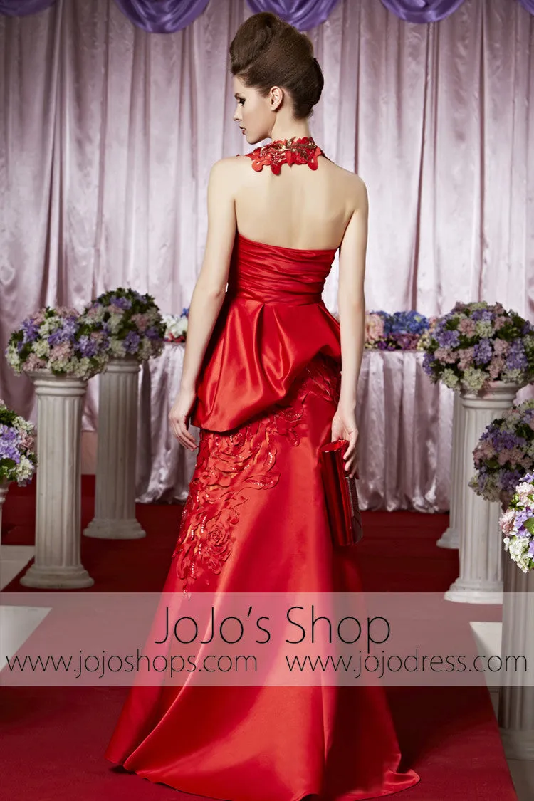 Strapless Red Rosette Glamarous Elegant Prom Formal Evening Dress CX830385