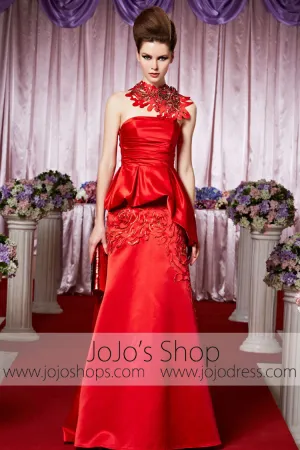 Strapless Red Rosette Glamarous Elegant Prom Formal Evening Dress CX830385