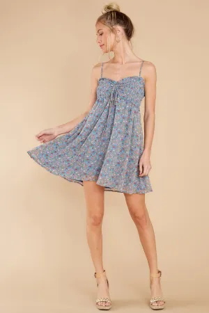 Summer Nights Blue Multi Floral Print Dress