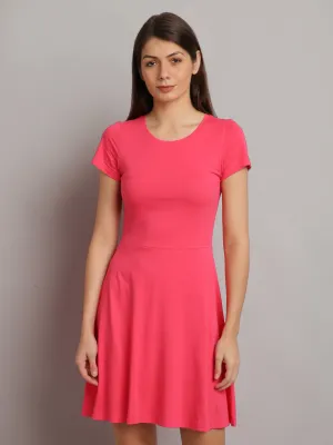 Women Solid Pink A-Line Dress