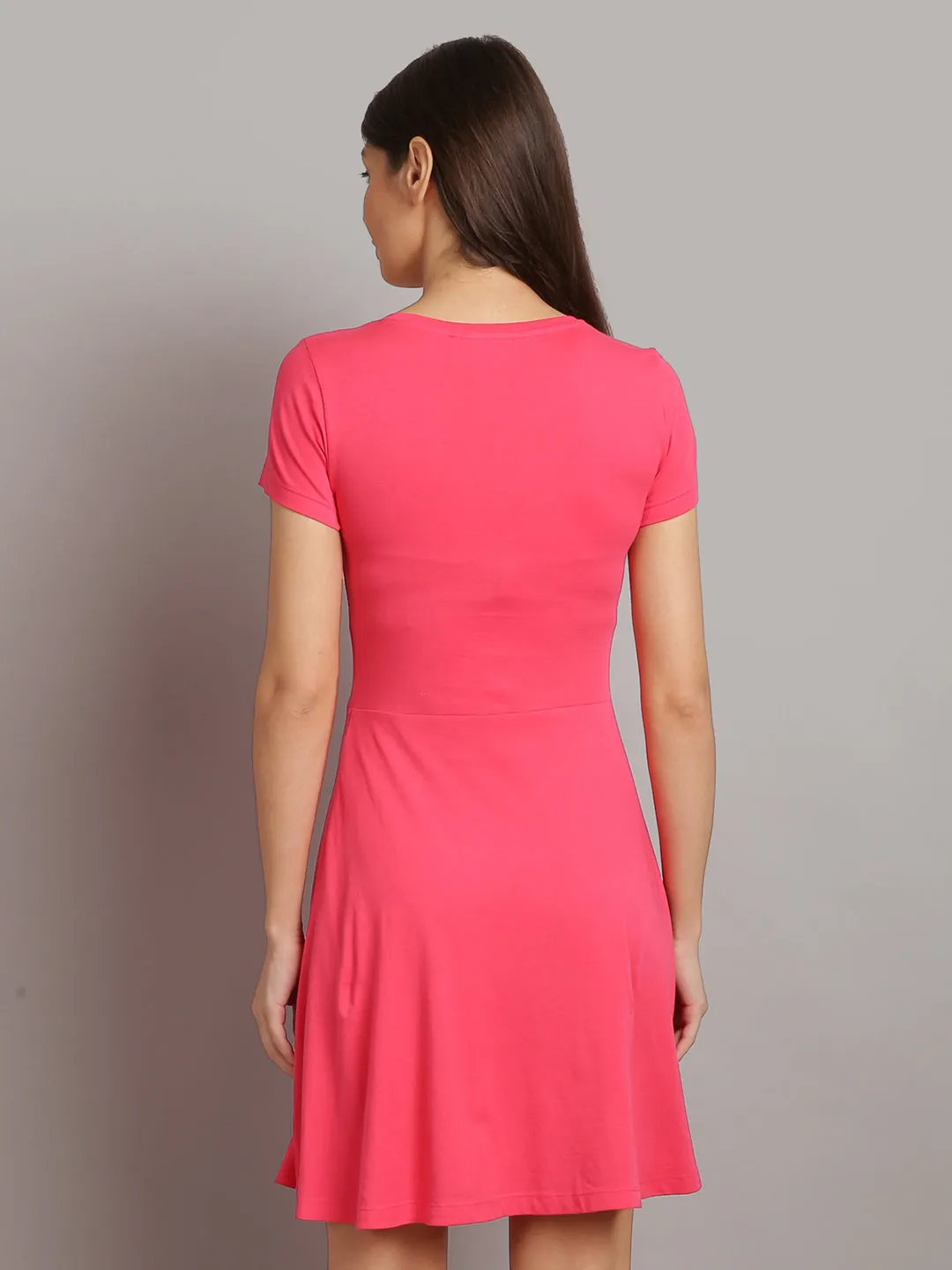 Women Solid Pink A-Line Dress