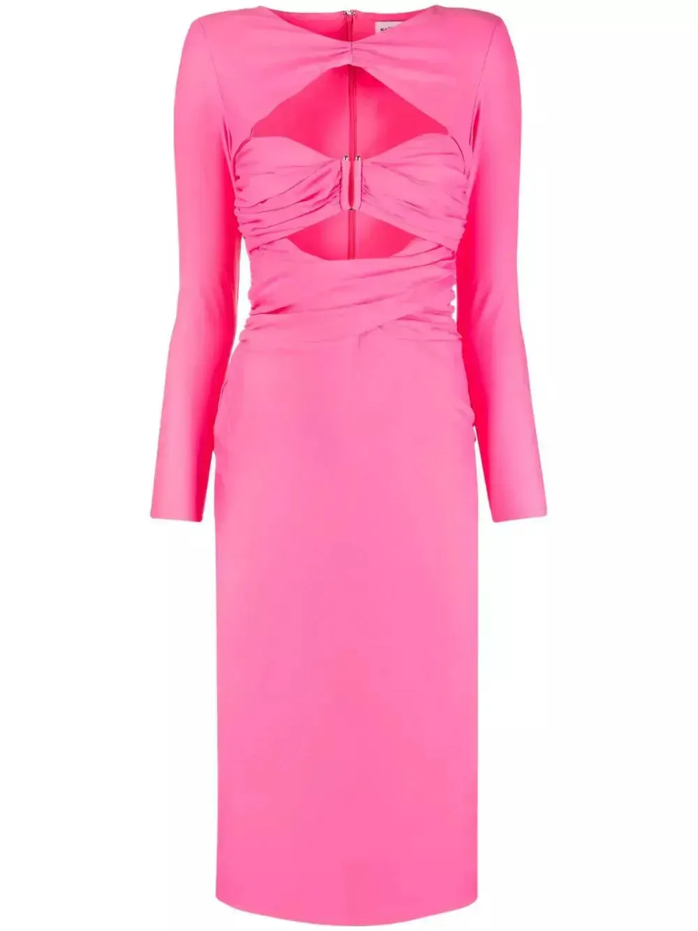 Women’s Cut-Out-Detail Pink Jersey Midi Dress